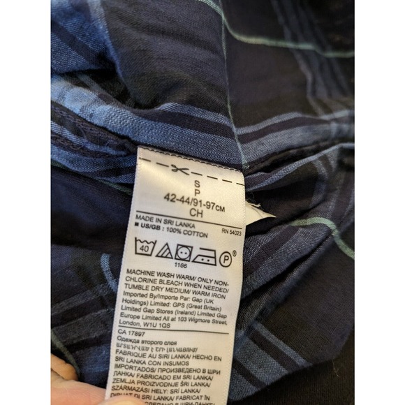 Banana Republic NEW Men's Button-up Shirt Blue Plaid Size S Long Sleeve Slim - Picture 6 of 6